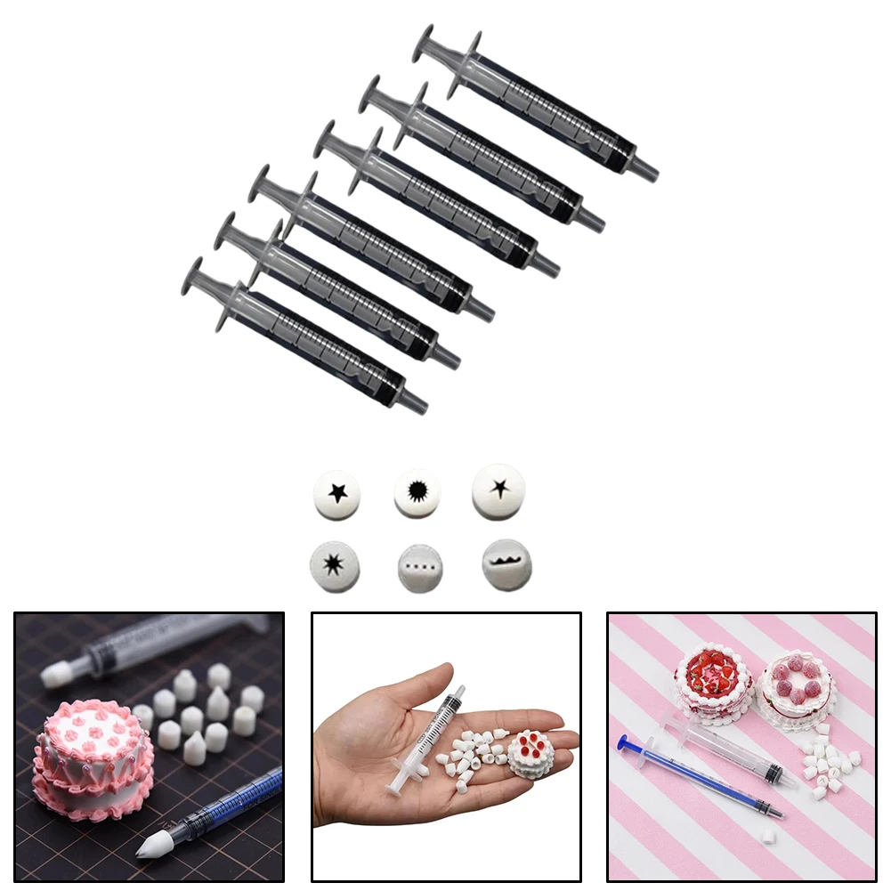 Cake decorating tools 6 Pack Cake dessert food nozzle toy press mini clay nozzle clay milk cream mini cake dessert sharpener tool