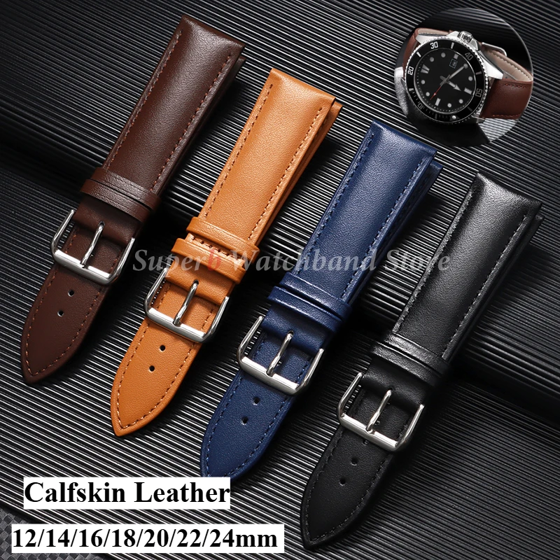 Premium Calfskin Leather Watchband - Soft Material Replacement Wrist Strap