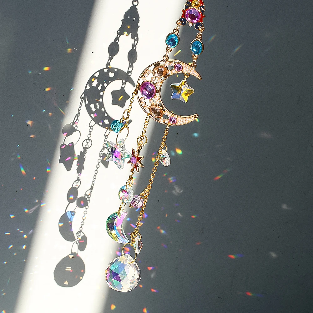 Moon Gemstone Wind Chime Suncatcher Rainbow Making Crystal Ball Stabilizzatore Hangable Kinetic Garden Decoration