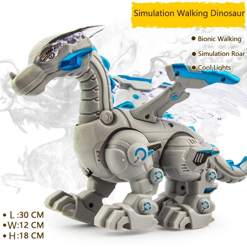 Electric Simulation Atomize Fire Dinoasur Bionic Walking Shaking Head Water Spray Cool Light Children Educational Puzzle Toys 3