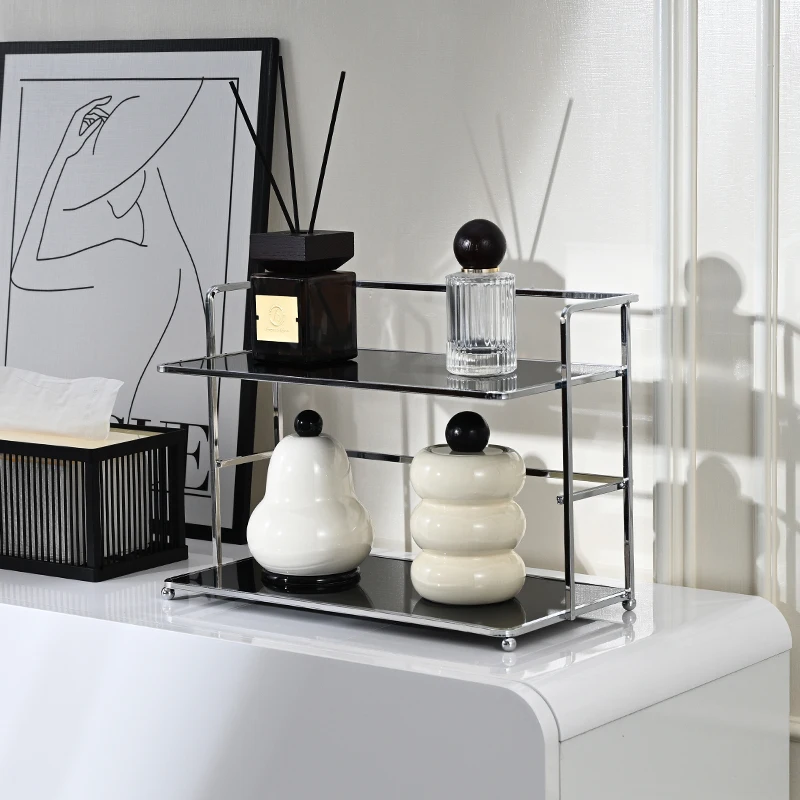 1Pc Double-Layer Desktop Storage Rack, Multi-Functional Acrylic Kitchen Organizer, Cup Holder, Water Cup and Coffee Cup Storage Rack for Living Room, Kitchen, Bedroom, Cosmetics, Perfume, Etc 4