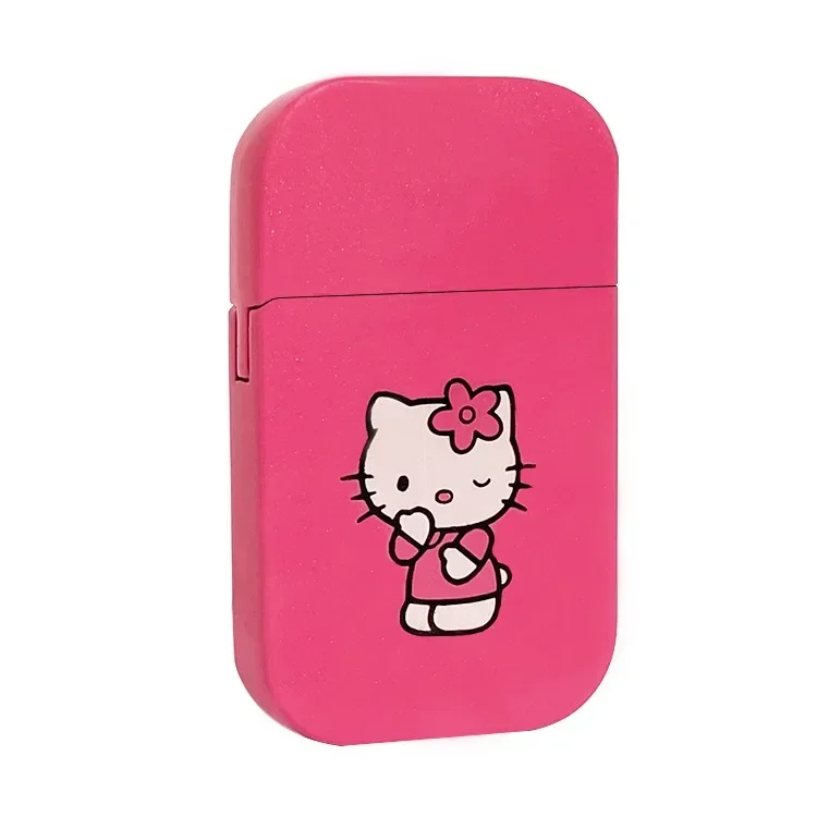Kawaii Kitty Lighter Windproof Pink Flame Cigarette Lighter Refillable Butane Lighters Smoking Accessories Cute Girl butane gas lighter cigarette lighter