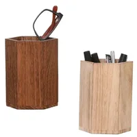 1PC Wooden Pen Holders Desktop Storage INS Style Large Capacity Pen Holder Box Multifunctional Wooden Pencil Organizer 5