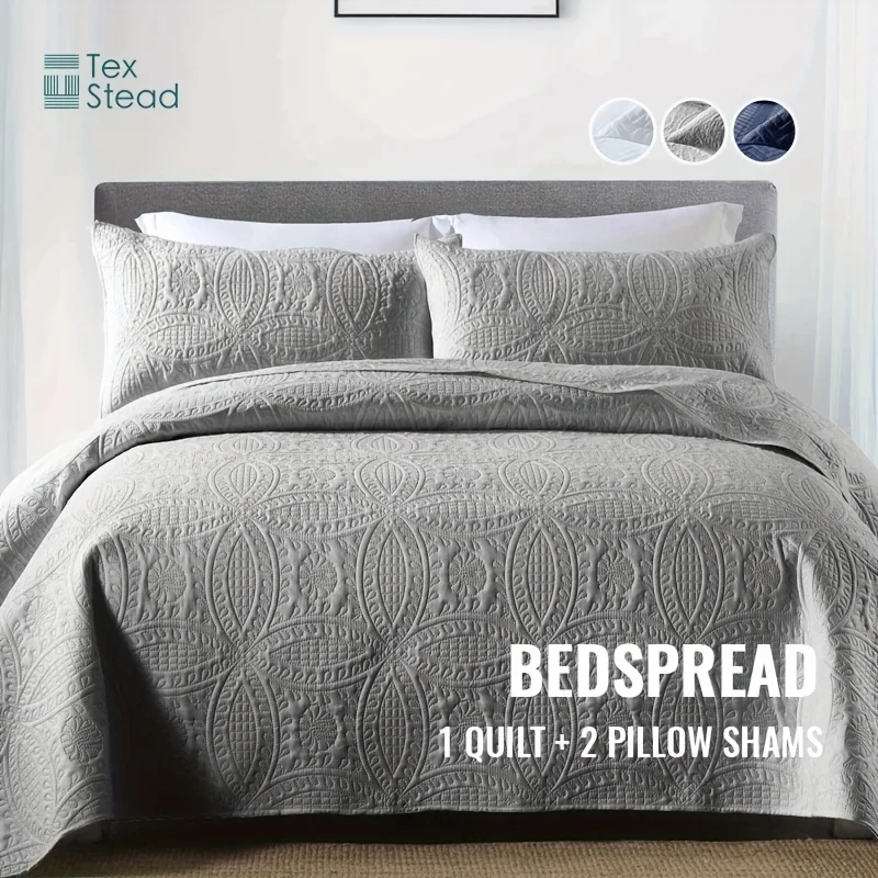 2/3 Piece Quilt Bedding Set Lightweight Soft Quilt Bedspread Coverlet with Pillow Shams Coin Pattern summer quilt set