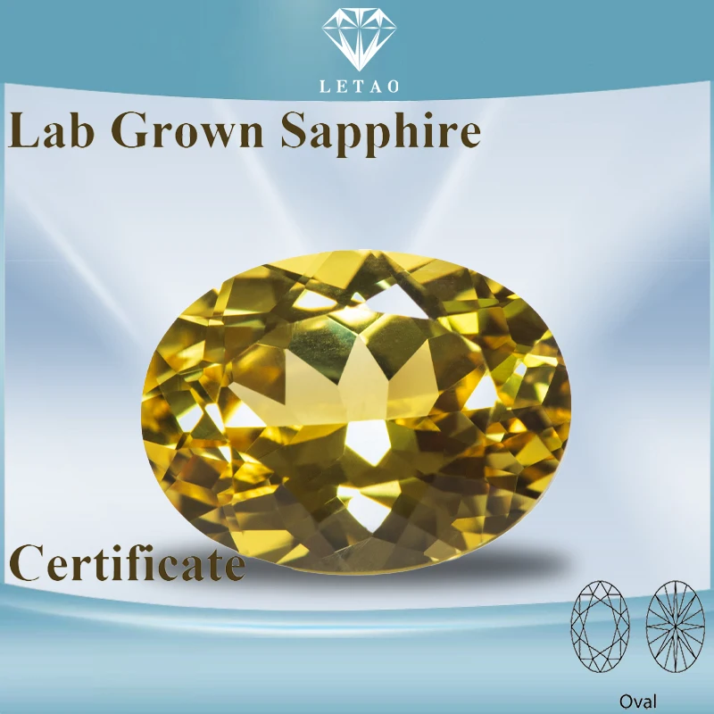 

Lab Grown Sapphire Canary Yellow Color Oval Cut Quality Pendant Gemstones for Charms Jewelry Making Selectable AGL Certificate