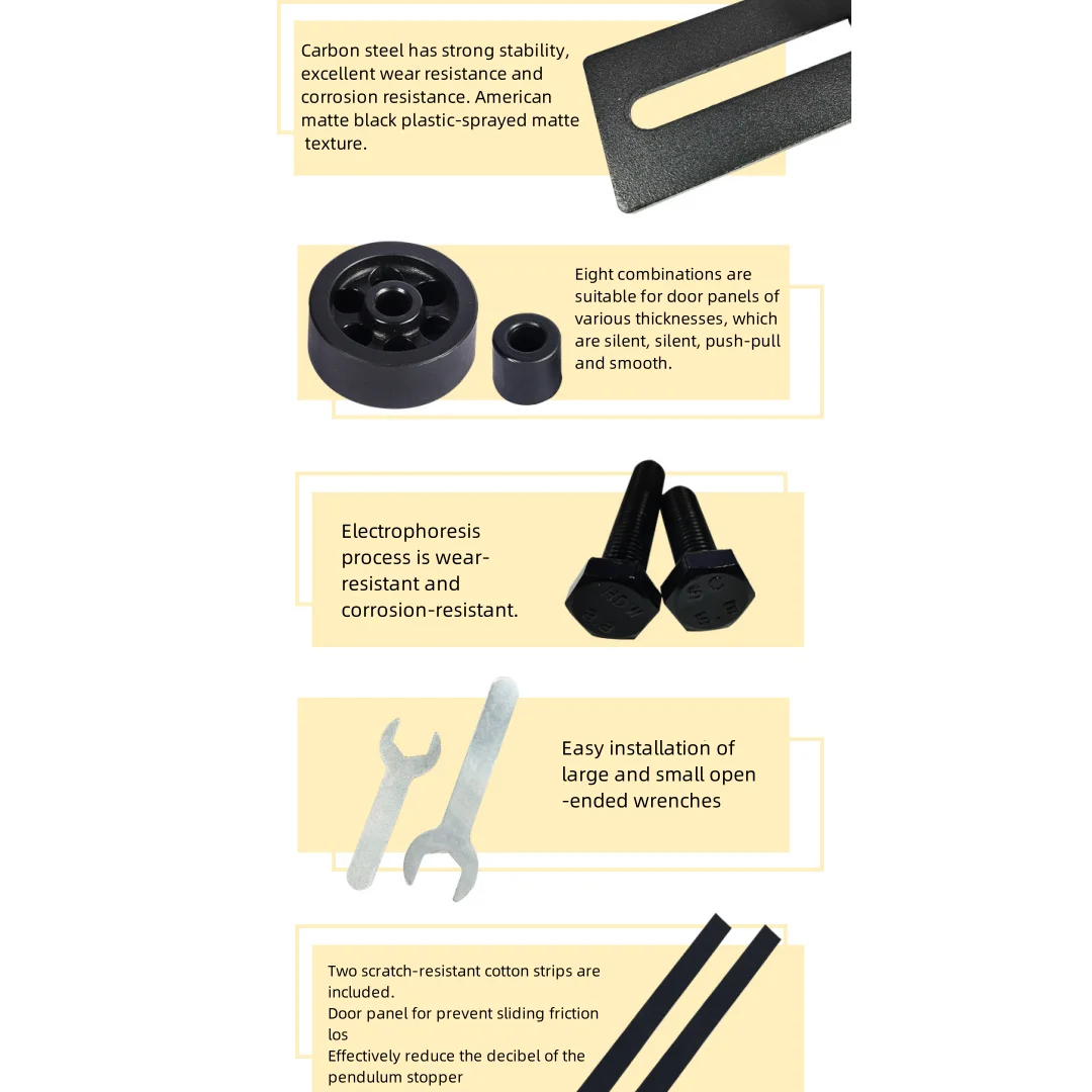 Description Picture 5 of itemAdjustable Floor Bottom Guide Sliding Barn Door 8 Setup Options for DIYers Flush Design Bottom Flat Stay Roller