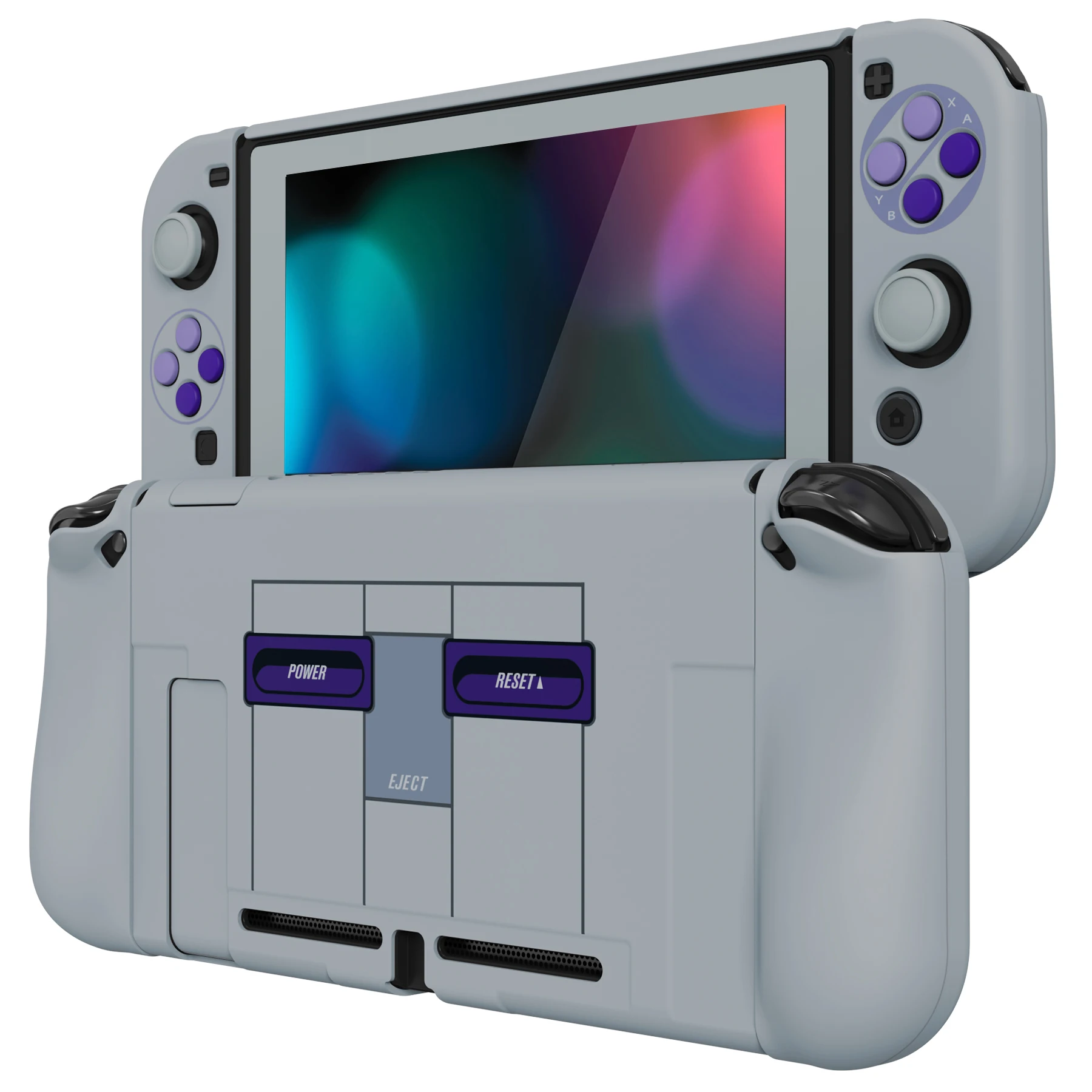 PlayVital AlterGrips 도킹 가능한 보호 케이스 NS 스위치용 인체공학적 커버(화면 보호기 및 엄지 그립 포함) - 클래식 스타일