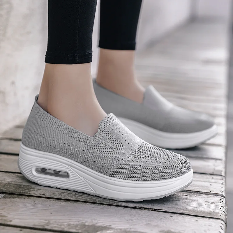 Sneakers Women's Sports Shoes Mesh Breathable Platform Tennis Casual Slip-On Ladies Walking Vulcanized Shoes Zapatillas Mujer