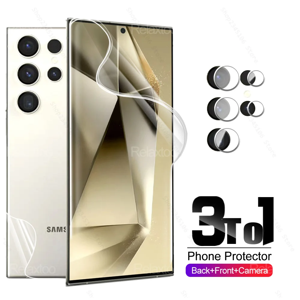 S24Ultra Camera Glass 3 To1 Pellicola Idrogel Anteriore Posteriore Per Samsung Galaxy S24 Ultra Plus S 24 S24Plus S 24 Ultra 5G Pellicola Salvaschermo