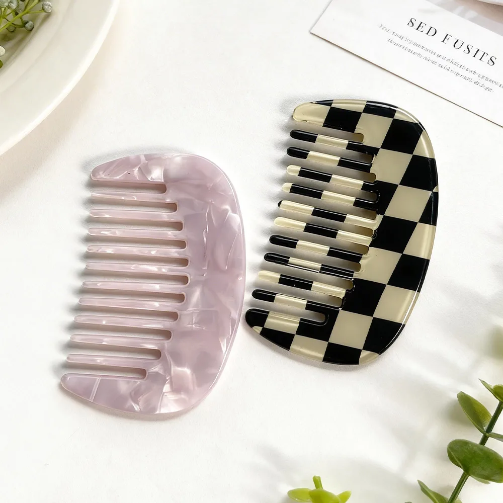 1pc 여성용 단색 아크릴 빗 각질 제거 휴대용 세련된 헤어 액세서리, 모든 헤어..