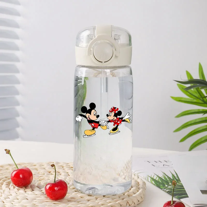 400ML Disney Cartoon Water Cup Children's New School Student Kettle Girls Large Capacity Anime Minnie Mickey Juice Cup Gift