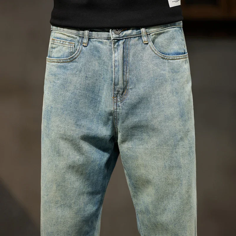 Teen Harem Jeans Retro Big Pocket Loose Light Blue Denim Trousers Street Hip Hop Baggy Plus Size Men's Clothing 38 40 42 2