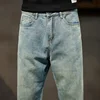 Teen Harem Jeans Retro Big Pocket Loose Light Blue Denim Trousers Street Hip Hop Baggy Plus Size Men's Clothing 38 40 42 2
