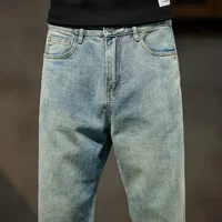 Teen Harem Jeans Retro Big Pocket Loose Light Blue Denim Trousers Street Hip Hop Baggy Plus Size Men's Clothing 38 40 42 2