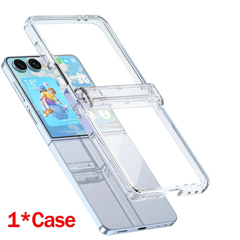 Hinge Protection Hard PC Phone Case with Tempered Glass Screen Protectors