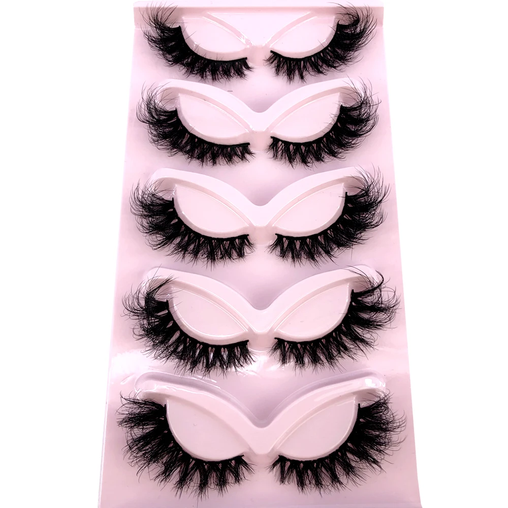 HBGZTLAD False Eyelashes Cat Eye Wispy end eye elongated Thick Mink Lashes Fluffy Short Natural Fake Lashes 5 Pairs Multipackack