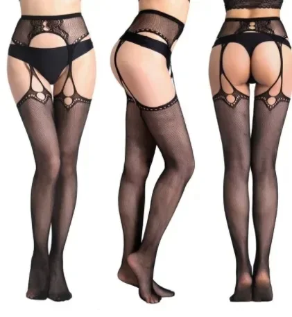 Sexy Stockings Women Thigh High Open Crotch Lace Lingerie Garter Pantyhose Mesh