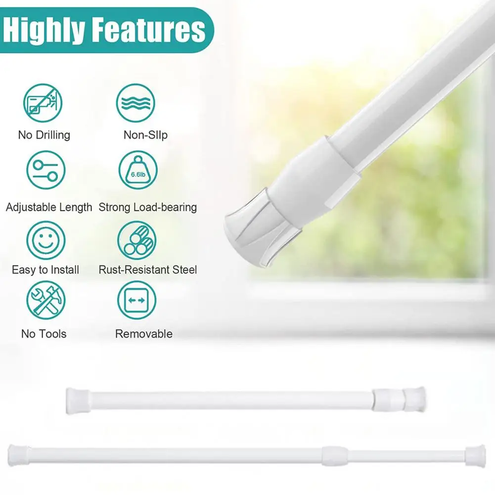 Adjustable Window Safety Strips Adjustable Telescopic Rods Window Security Bars Non-slip Rubber Tips Full Spring for Bathroom images - 6