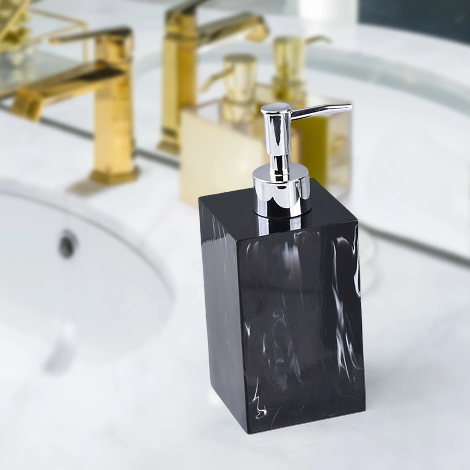 Marble Texture Soap Dispenser Resin Leakproof Hand Soap Liquid Dispenser for Kitchen Laundry Room Hotel Countertop Bathroom