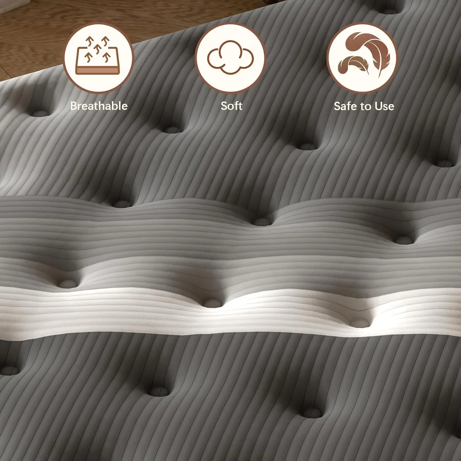 King Mattress 14Inch Soft Memory Foam Hybrid Mattress in Box Plush Feel King Size Mattress with Supportive Pocket Coil 4