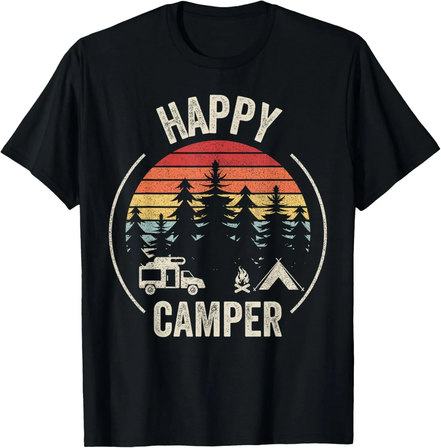 Happy Camper RV Camping Shirt Männer Frauen Retro Sonne 70er 80er Jahre T-Shirt Grafik T Shirts Unisex Sommer Streetwear Tops Camisas – Detail 7
