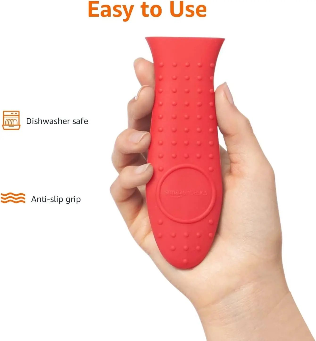 Silicone Pot Holder Hot Skillet Rectangular Handle Cover for kitchen, Red, 5.6"L x 1.9"W