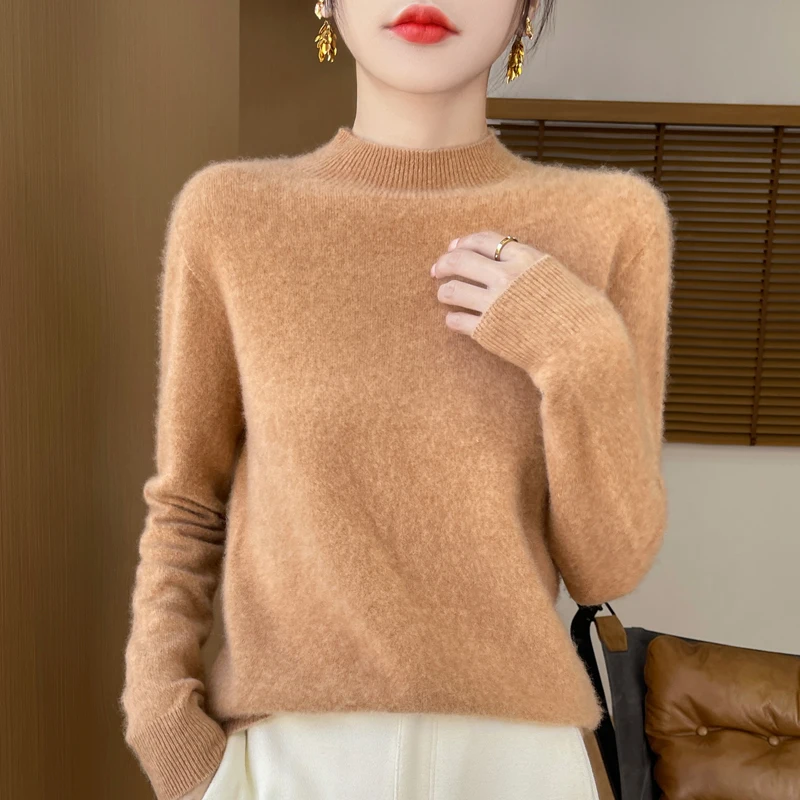 Loose High Neck Wool Pullover Sweater
