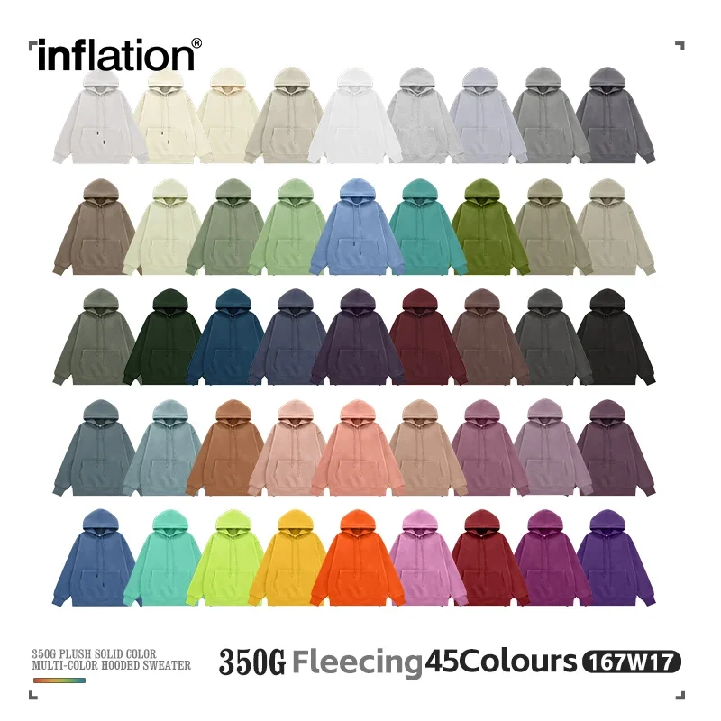 INFLATION 남성용 두꺼운 플리스 후드티, 남녀공용 힙합 플레인 후드티..