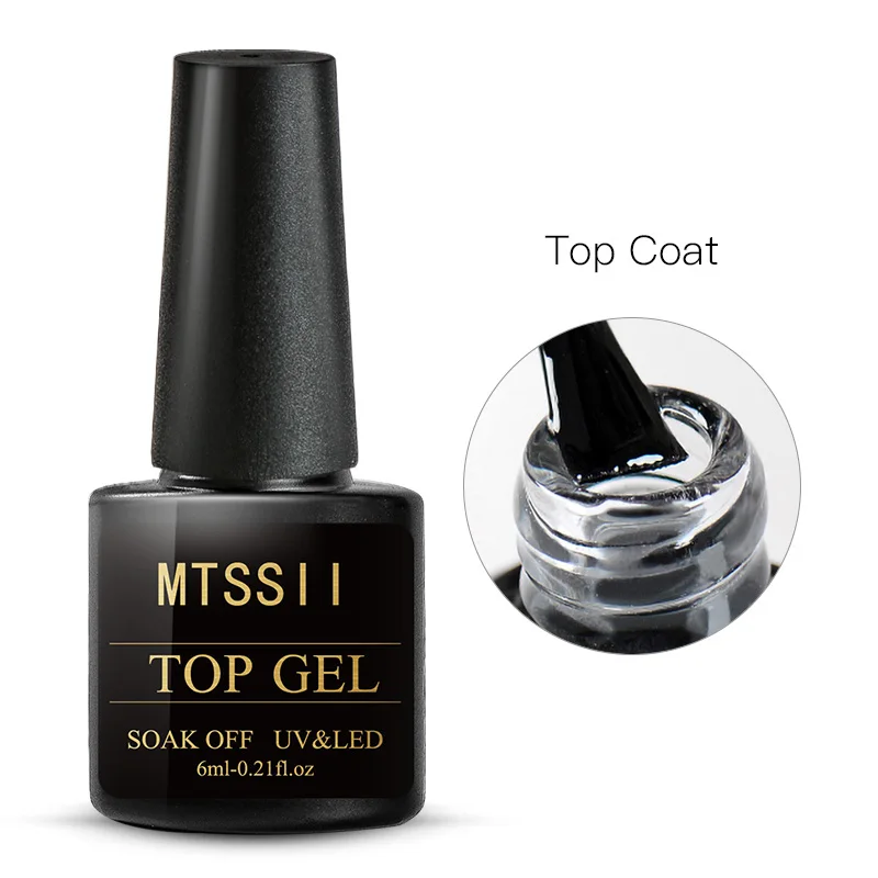 Nail Top Coat 6ml Nail Polish UV Gel No Wipe Semi Permanent Manicure Soak Off Art Varnish