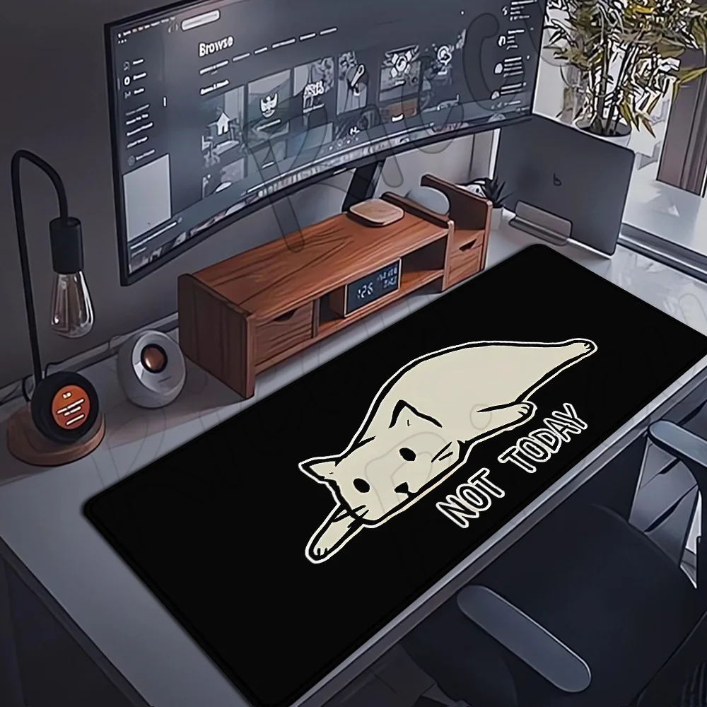Cute Black and White Cat Mouse Pad - Large E-Sports Desk Mat, Gaming Accessories, Rubber Keyboard Mat, 40x90cm