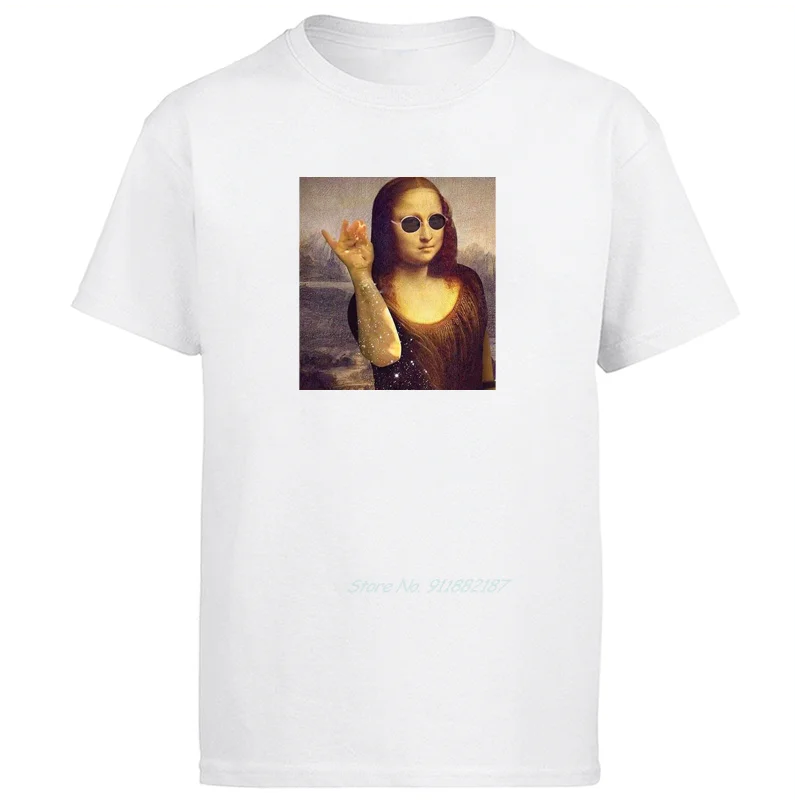 

Funny T Shirt For Men Mona Lisa Breathable Printing Graphic T Shirts Short Sleeve T-Shirts O-Neck Tees Tops Summer Men clothing