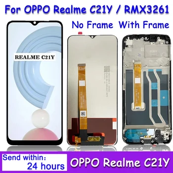 Oppo Realme 오리지널 LCD 디스플레이 터치 스크린, Oppo C21Y RMX3261 교체용 프레임 포함, 6.5 인치