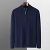 100% wool sweater men's knitted semi high neck casual warm long sleeved sweater autumn and winter new pullover sweater men tops 5
