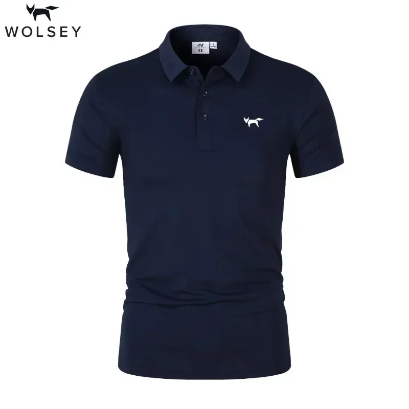 Wolsey Men Golf Polo Shirt Short Sleeve Knitted T-shirt Collar Perforated Design polo shirt mens shirts