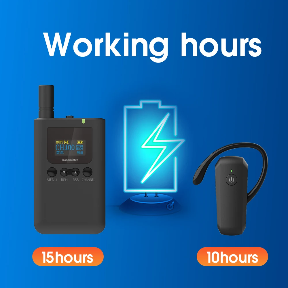 Wirelesslinkx Tour Guide System 2 Transmitter with 4 Microphones, 45 Ear Receivers, 1 Charger for Translation Tourism Teaching