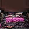 Luxury 800TC Brocade Jacquard  Black Purple Patchwork Embroidery Bedding Set Quilt Cover Bed Sheet Or Bedspread Pillow Shams 1