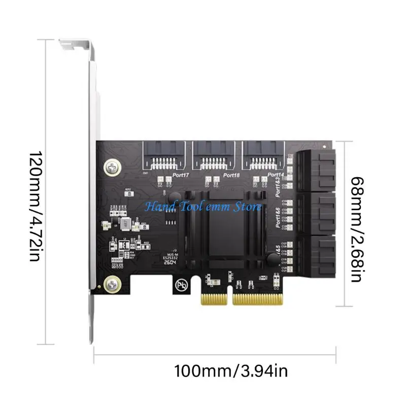H37F 9포트 SATA3 PCIe 확장 카드 데스크탑 및 서버용 6Gbps 데이터 전송