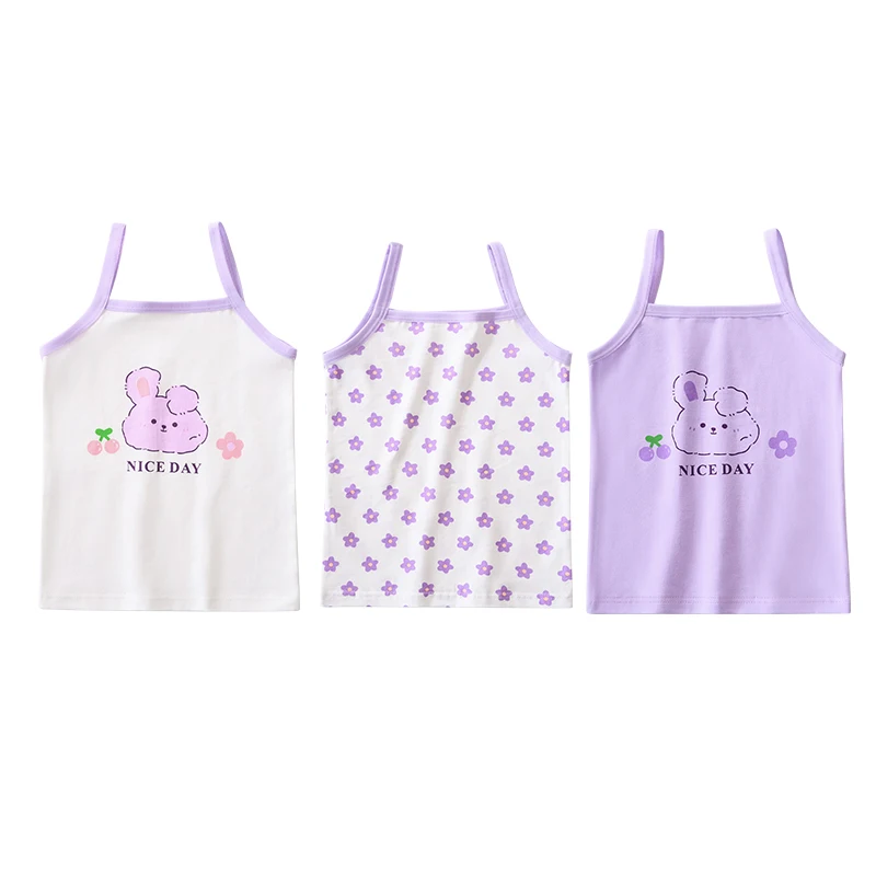 Girls Summer Undershirt Singlet Shirts Cotton T shirt Top Camisoles 2pcs Size 2 10T