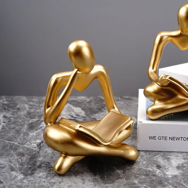 Northeuins Reading Man Gyanta Figura A Tanulmányi Szoba Asztali Absztrakt Gondolkodó Dísz Otthoni Nappali Irodai Dekoráció - Image 4