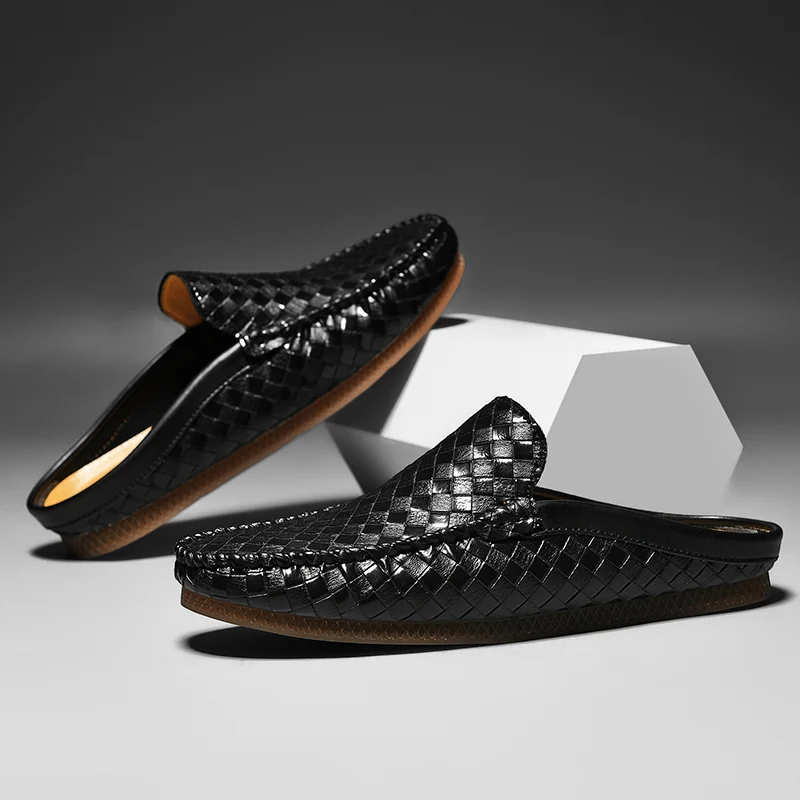 Men's Shoes Shoes Half Slippers Sandals Business Casual Shoes Men Mules Summer Breathable Slip-on Peas Shoes Loafers 3