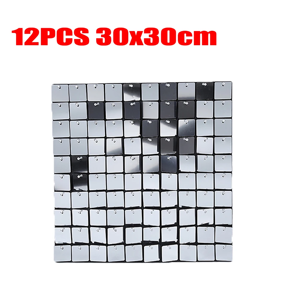 

12PCS 30x30cm Sequin Panel Wedding Birthday Party Backdrop Wall Decoration Adverting Sings Shop Window Background Sequin Wall