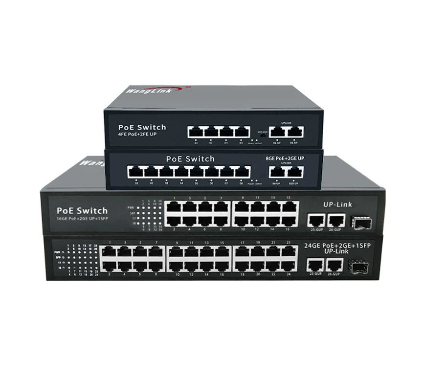 48V POE Switch 8/16/24Port Ethernet Switch 10/100/1000Mbps IEEE 802.3 af/at For IP Camera/Wireless AP/CCTV Security Camera Syst 8mp ptz wireless cctv system two way audio wifi ip security camera 10ch p2p nvr video surveillance kit human auto track