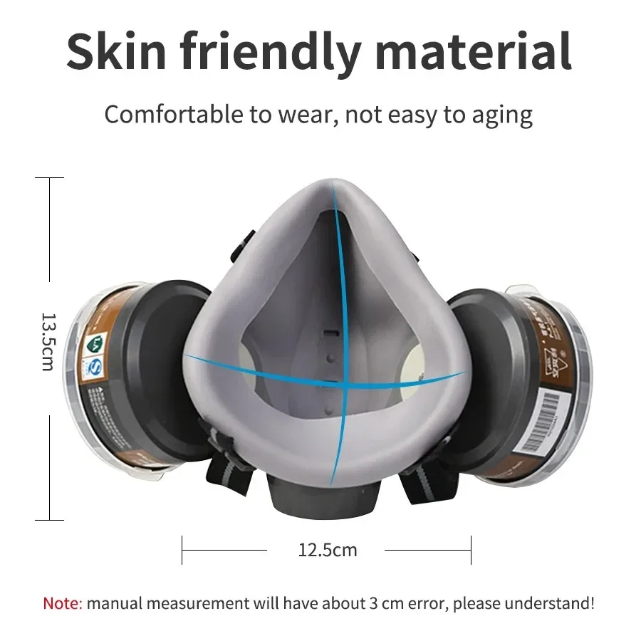 Détail des filtres du demi-masque 308 avec lunettes, équipement de protection respiratoire réutilisable