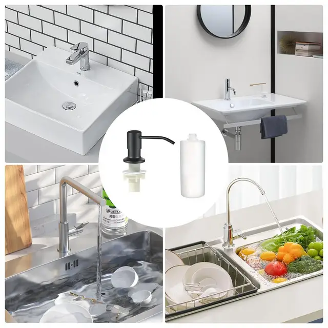 Dispenser Sapone Incasso Lavello - Rotazione 360&deg;, Con Bottiglia 500ml E Tubo Prolunga 1m, Oro