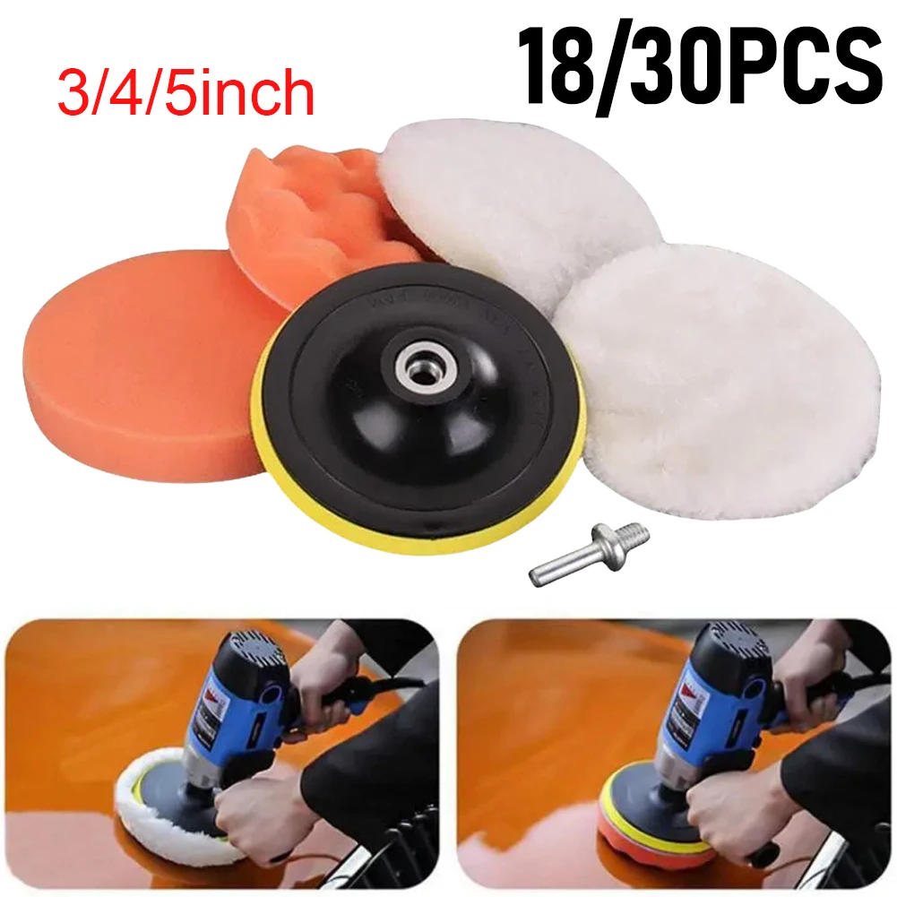 3/4/5 inch Car Buffing Pads Sponge Foam Kit Reusable Car Polisher Pads Kit Buffer Drill Wheel Polisher for Auto Remove Scratches