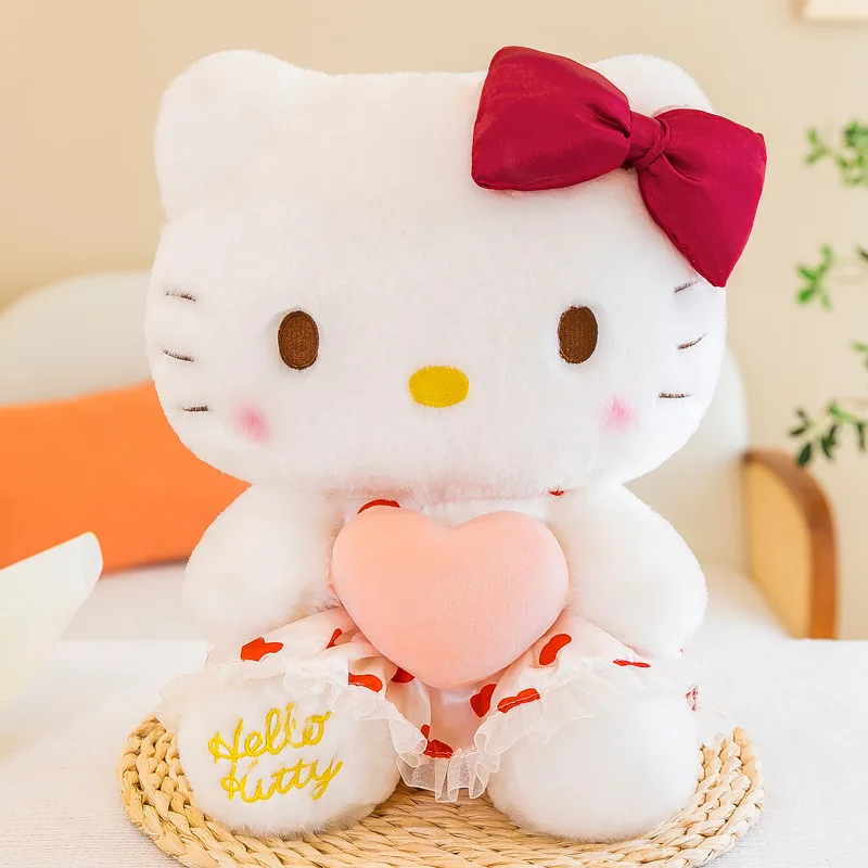 Kawaii Sanrio Plushie Hello Kitty Plush Toy Stuffed Plush Animals Cupid Heart Doll Pillow Anime Home Deco Birthday Gift Girl Kid