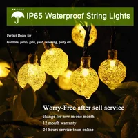 LED Solar String Lights Outdoor 60 Leds Waterproof Crystal Globe Lights with 8 Modes Garden Light for Patio Party Tree Decor 2