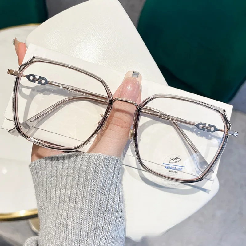 Ultraleichte blaue blockierende Brille Mädchen Retro grüner Rahmen einfache Brille blaue Licht Lünette transparente Brille für Frauen – Detail 5