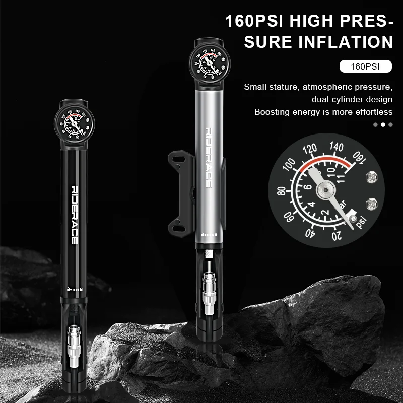 High-Pressure Bike Pump with Gauge 2