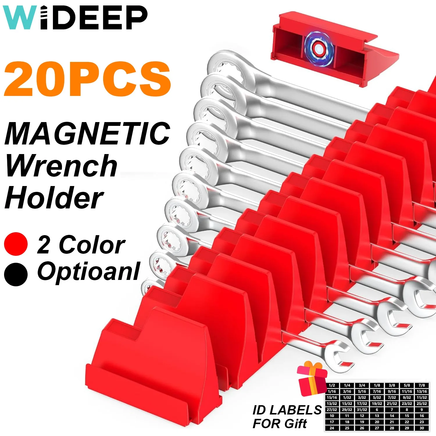 20pcs Wrench Pro Upright Storage Organizer Wrenches Magnetic Hexagonal Head Style-Modular Toolbox Holder Made Durable Plastic tool organizer,wrench organizer,wrench holder